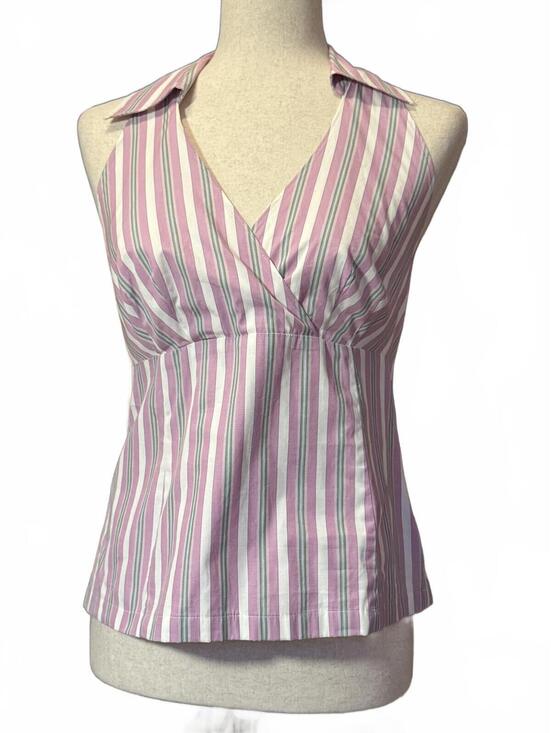 Tops - Ann Taylor LOFT Petites Pink Striped Halter Top Size 8P